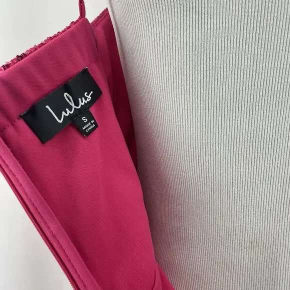 LULUS‎ Size S Glisten Up Sequin Mini Dress Hot Pink Bodycon Cocktail Party bling - Picture 9 of 11